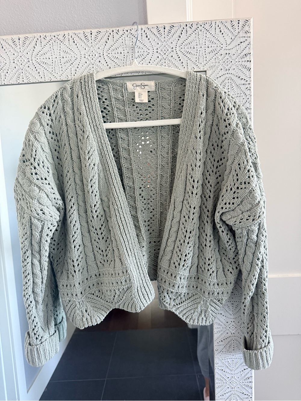 Jessica Simpson Light Gray Open Knit Cardigan